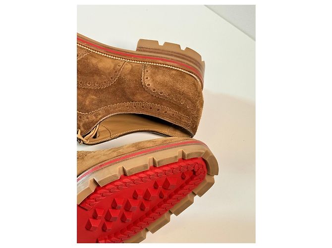 Scarpe Oxford in suede marrone Christian Louboutin - vista 3