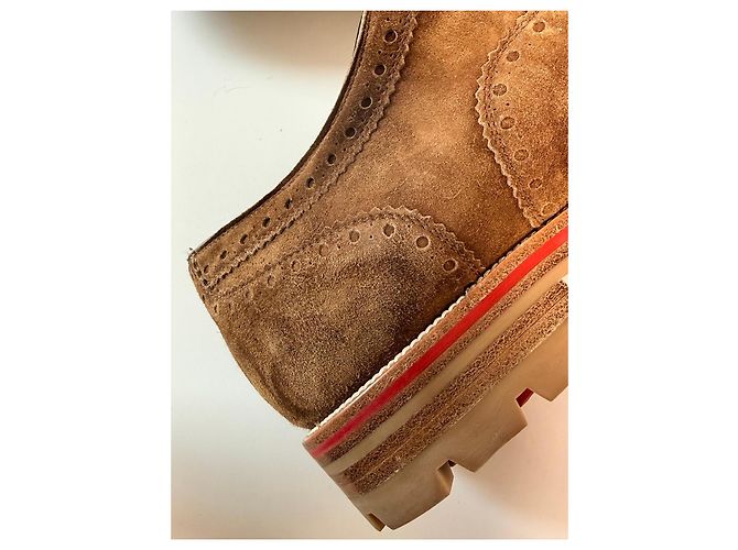 Scarpe Oxford in suede marrone Christian Louboutin - vista 5