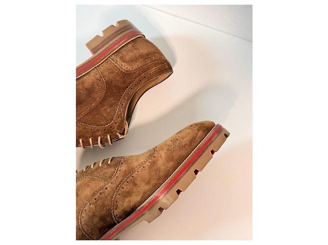 Scarpe Oxford in suede marrone Christian Louboutin - vista 7