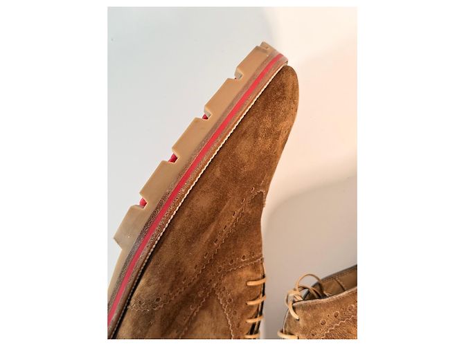 Scarpe Oxford in suede marrone Christian Louboutin - vista 8