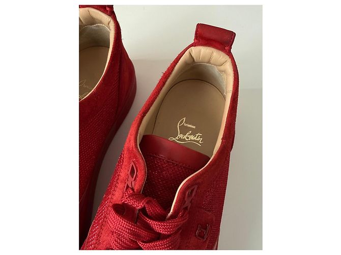 Sneakers in suede rosso Christian Louboutin con borchie - vista 7