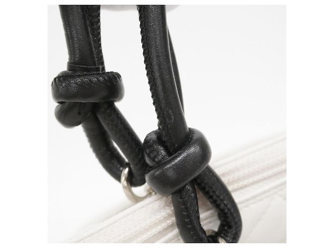 Chanel Cambon Lammleder Tote Bag Schwarz Weiß - Ansicht 12