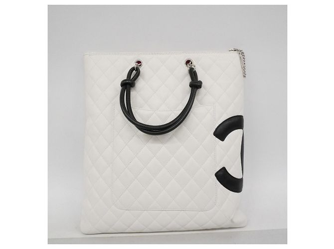 Chanel Cambon Lammleder Tote Bag Schwarz Weiß - Ansicht 13