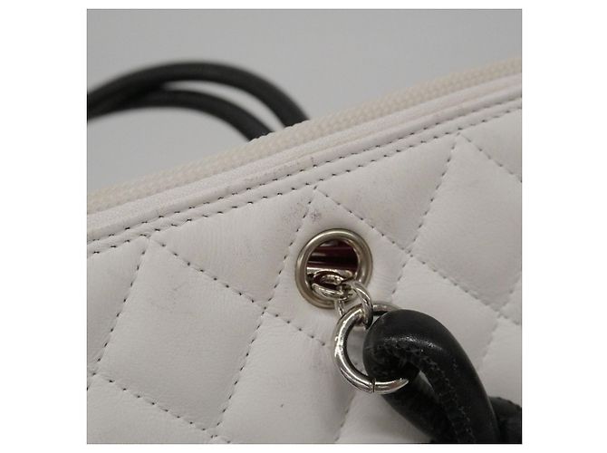 Chanel Cambon Lammleder Tote Bag Schwarz Weiß - Ansicht 7