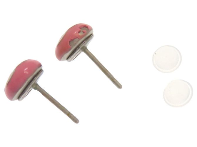 Pendientes de Stud Chanel Coco Mark Plata Rosa - vista 3