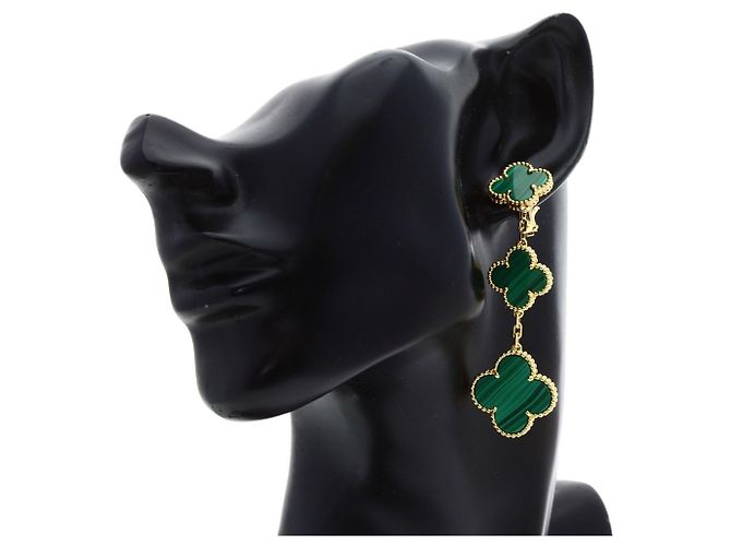 Malachit Ohrringe mit 3 Motiven Magic Alhambra von Van Cleef & Arpels - Ansicht 6