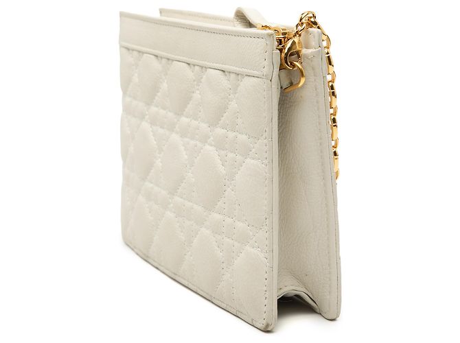 Pochette Every Dior Caro in pelle di vitello Cannage morbida bianca Dior Bianco - vista 2