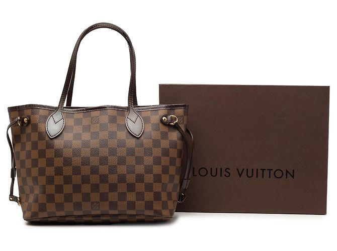 Louis Vuitton Borsa Neverfull PM Damier Ebene Marrone - vista 8