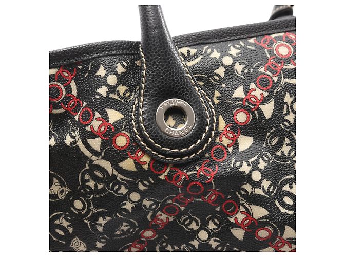 Schwarze CC-beschichtete Canvas-Tasche von Chanel - Ansicht 9