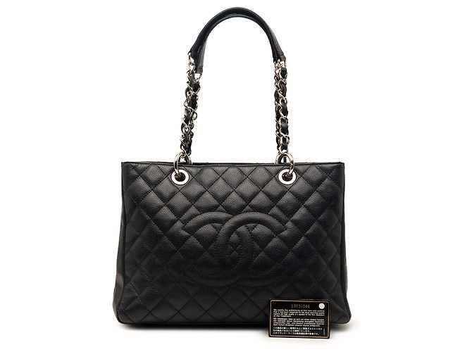 Chanel Große Einkaufstasche aus schwarzem Kaviar - Ansicht 8