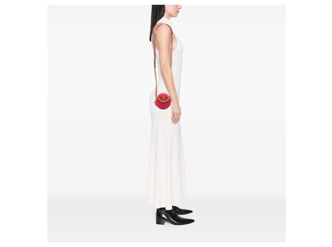 Clutch rotondo in tweed rosa 19 di Chanel con catena - vista 7