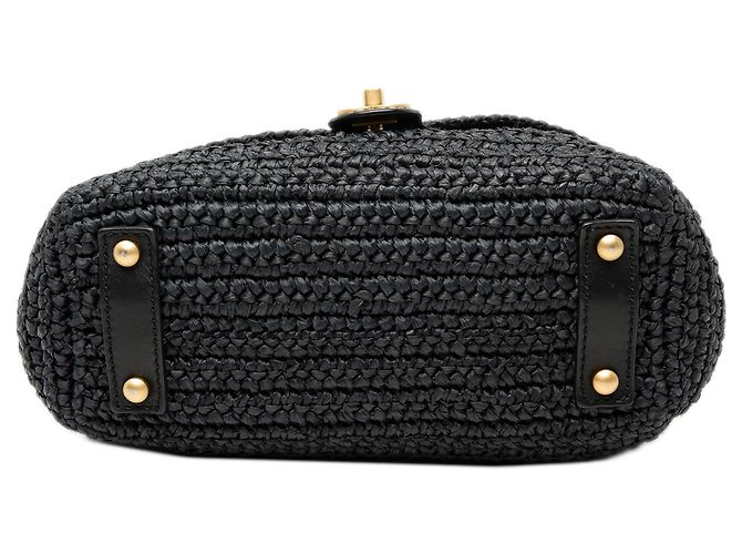 Borsa a tracolla in rafia nera CC di Chanel Nero - vista 3