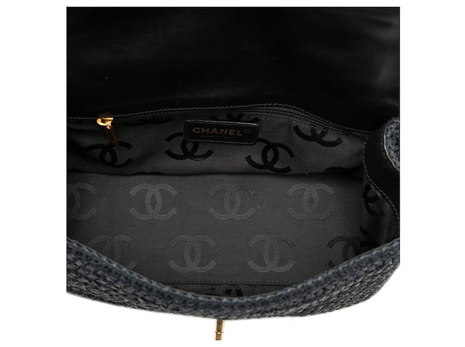 Borsa a tracolla in rafia nera CC di Chanel Nero - vista 4