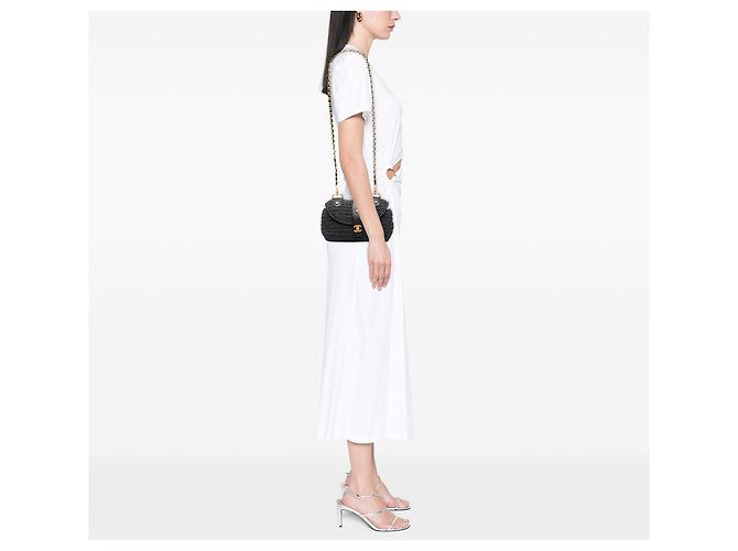 Borsa a tracolla in rafia nera CC di Chanel Nero - vista 7