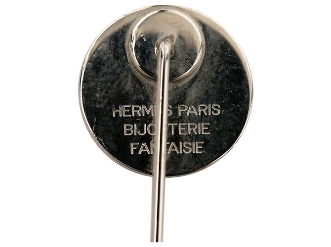 Spilla a spillo Clou de Selle in palladio argentato Hermès Argento - vista 4