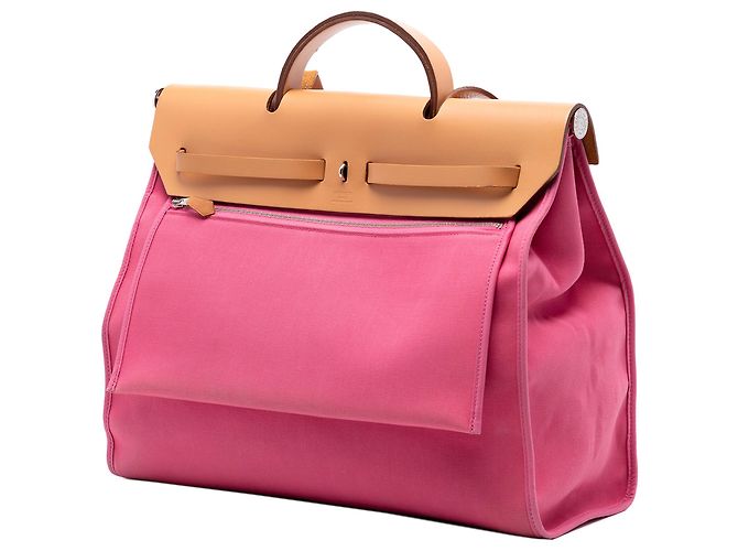 Hermès Borsa Herbag Zip 39 in Tela Rosa - vista 2