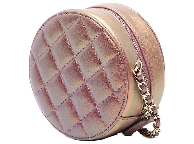 Clutch redonda de piel de cordero iridiscente morado con cadena Chanel Púrpura - vista 2