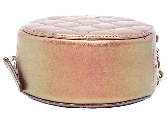 Clutch redonda de piel de cordero iridiscente morado con cadena Chanel Púrpura - vista 3