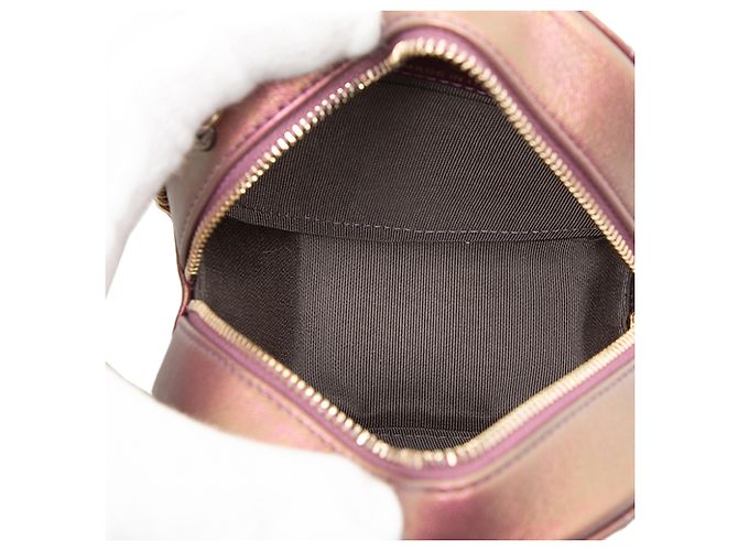 Clutch redonda de piel de cordero iridiscente morado con cadena Chanel Púrpura - vista 4