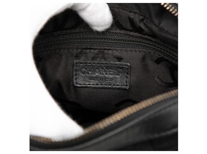 Borsa a mano in jersey cioccolato nero CC di Chanel - vista 5