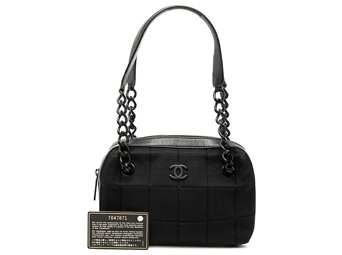 Borsa a mano in jersey cioccolato nero CC di Chanel - vista 8