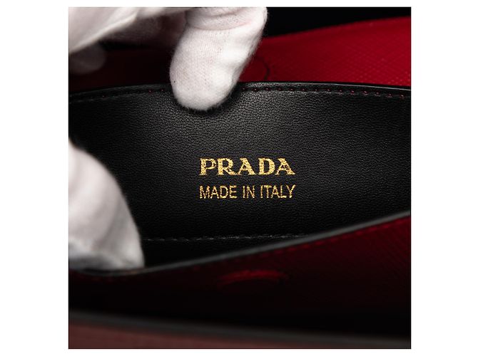 Prada Rosso Medio Saffiano Pelle Borsa Doppia - vista 5