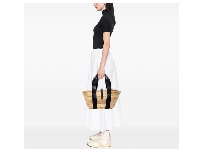 Chloé Beiger Mittlerer Raffia- und Glattleder Sense Basket Tote - Ansicht 8