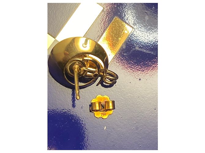 Vintage Ohrringe aus Gold (18 Karat) mit Weißen Perlen Golden - Ansicht 3