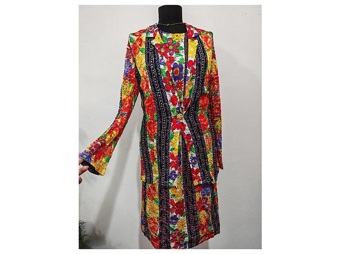 Gianni Versace Set giacca e vestito con stampa floreale versatile Nero Bianco Rosso Blu Multicolore Verde Porpora Giallo - vista 4