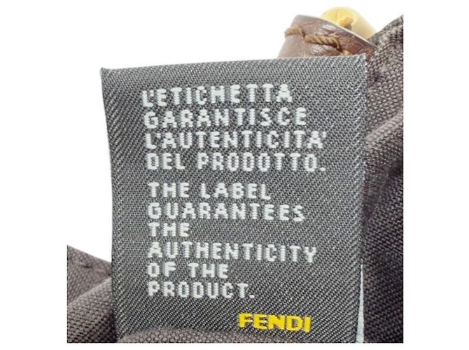 Borsa a spalla in tela e pelle marrone Zucca di Fendi - vista 13