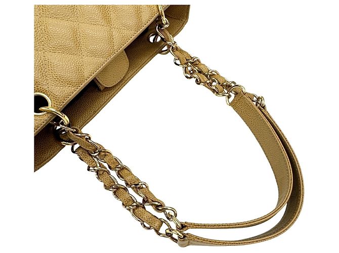 Borsa Chanel PST Chain in pelle beige - vista 10