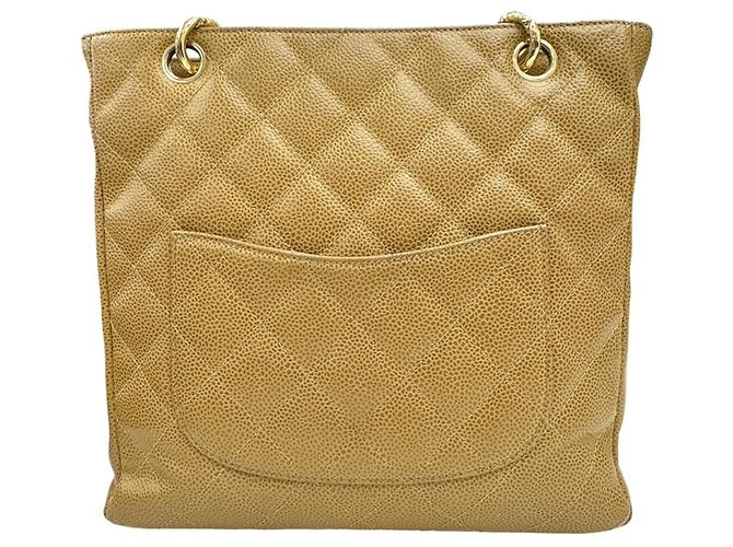 Borsa Chanel PST Chain in pelle beige - vista 2