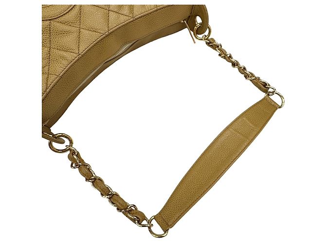 Borsa a spalla in pelle di vitello grana beige Chanel - vista 10
