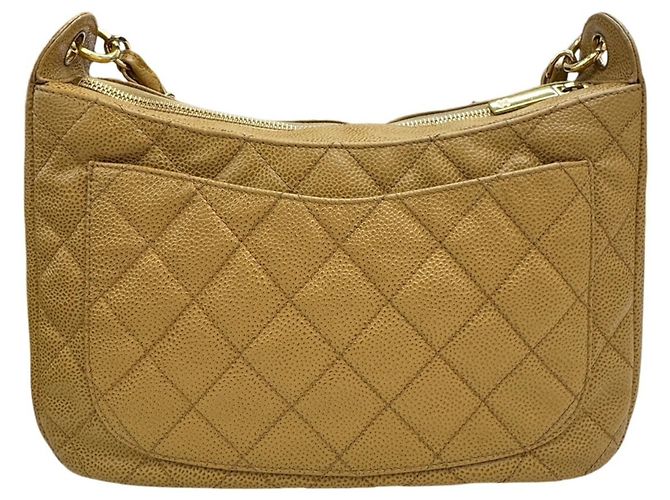 Borsa a spalla in pelle di vitello grana beige Chanel - vista 2