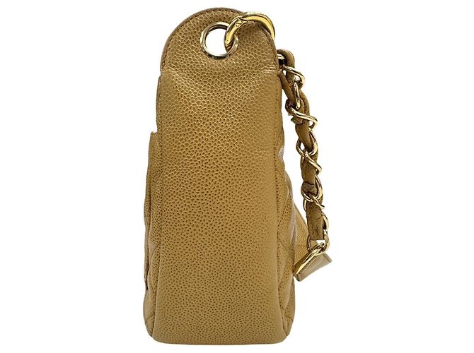 Borsa a spalla in pelle di vitello grana beige Chanel - vista 3