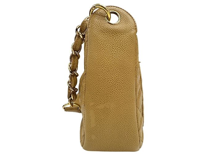 Borsa a spalla in pelle di vitello grana beige Chanel - vista 4
