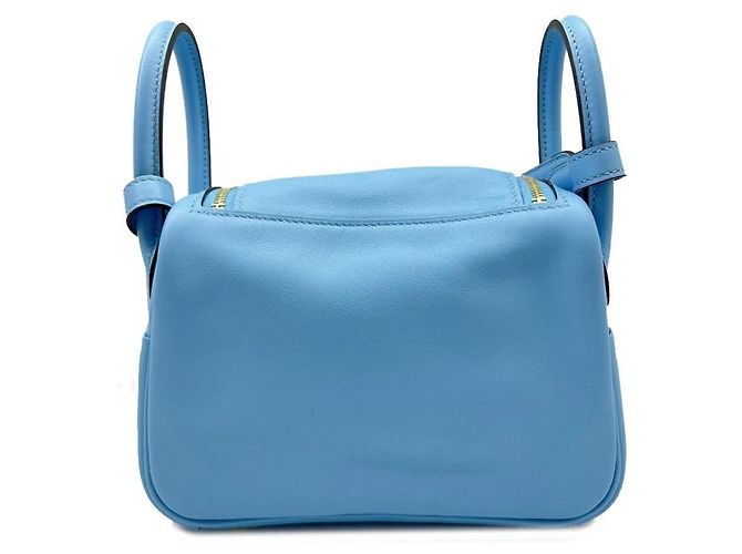 Hermès Borsa tote Hermes Mini Lindy Swift Blu Azteco Blu chiaro - vista 2