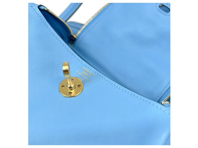 Hermès Borsa tote Hermes Mini Lindy Swift Blu Azteco Blu chiaro - vista 4