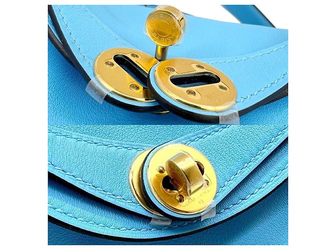 Hermès Borsa tote Hermes Mini Lindy Swift Blu Azteco Blu chiaro - vista 5