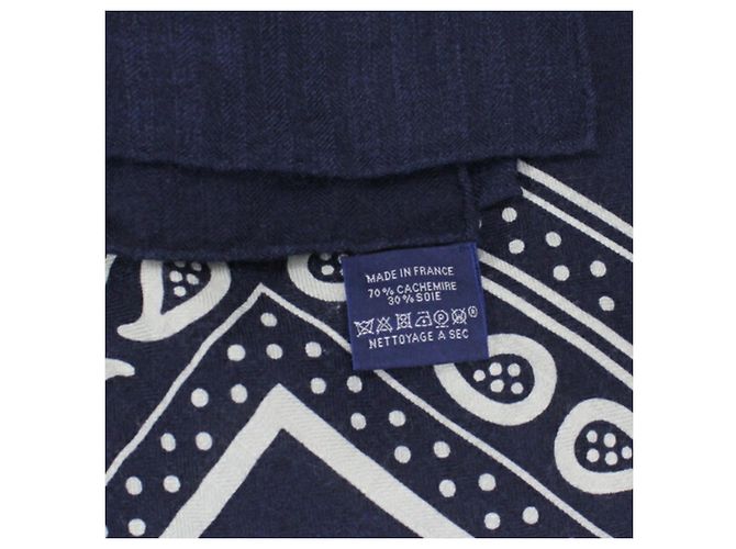 Sciarpa/Stola Hermès Carre Géant 140 Grand Manège Bianco Blu navy - vista 7