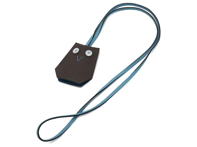 Portachiavi Clochette Yveton Petit H di Hermès Marrone scuro Blu chiaro - vista 2