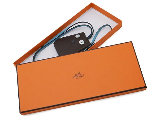 Portachiavi Clochette Yveton Petit H di Hermès Marrone scuro Blu chiaro - vista 6