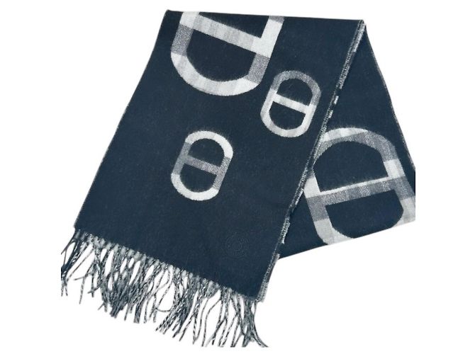 Stola in cashmere Hermès in nero e grigio Marrone - vista 2