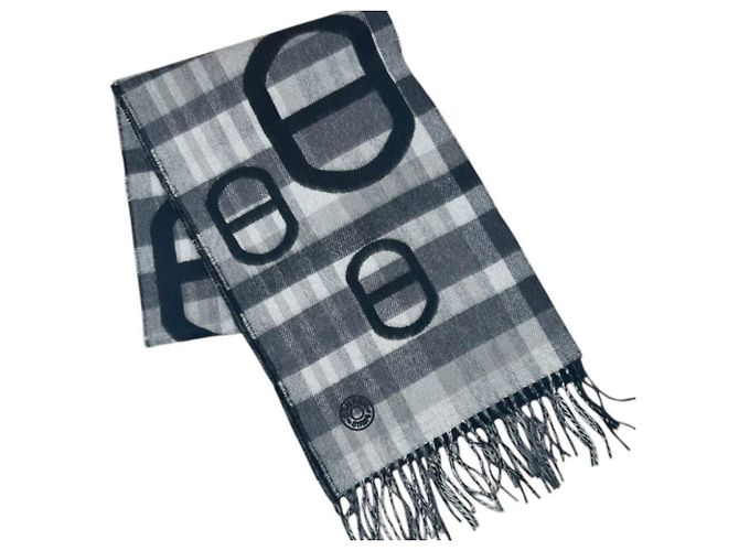Stola in cashmere Hermès in nero e grigio Marrone - vista 3