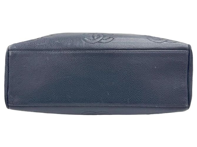 Borsa tote in pelle di vitello grana blu navy Chanel - vista 5