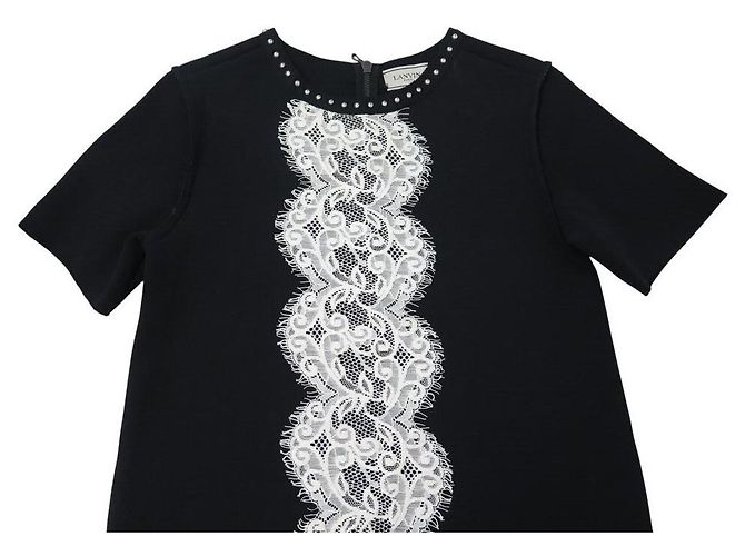 LANVIN KURZÄRMELIGES KLEID SPITZE RWDR20592551P16 M 40 SCHWARZ - Ansicht 2