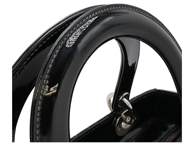 Lady Dior Cannage Handtasche aus Lackleder Schwarz - Ansicht 6