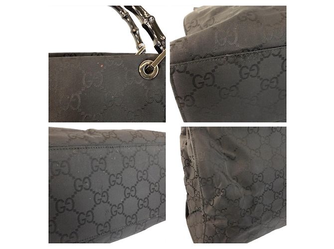 Borsa a mano in nylon Gucci Bamboo Nero - vista 5