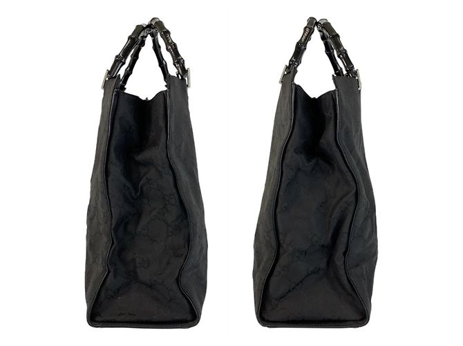 Borsa a mano in nylon Gucci Bamboo Nero - vista 7