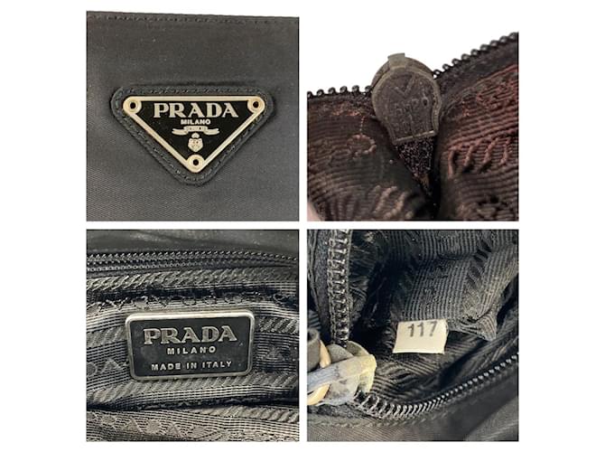 Bolsa tote de nylon com logo triangular Prada Preto - vista 3